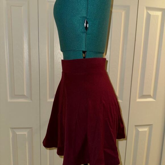 Burgundy Red A-Line Skirt - Picture 2 of 7